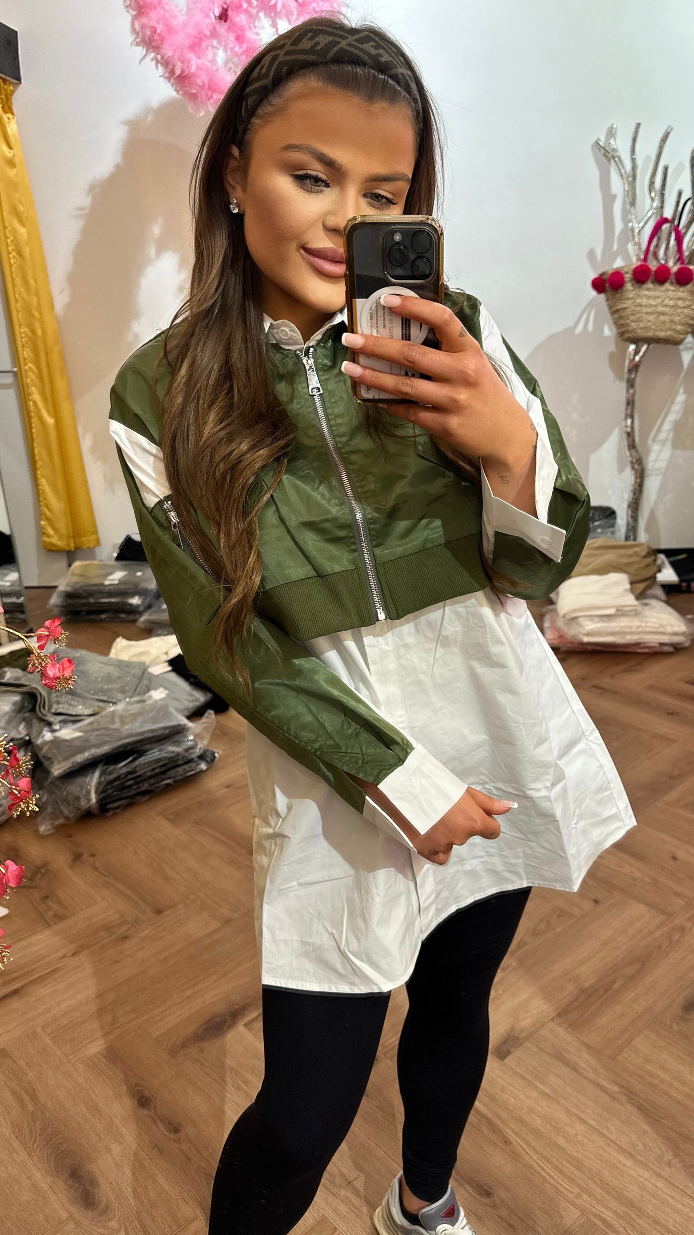 ARMY GREEN BOMBER BLOUSE