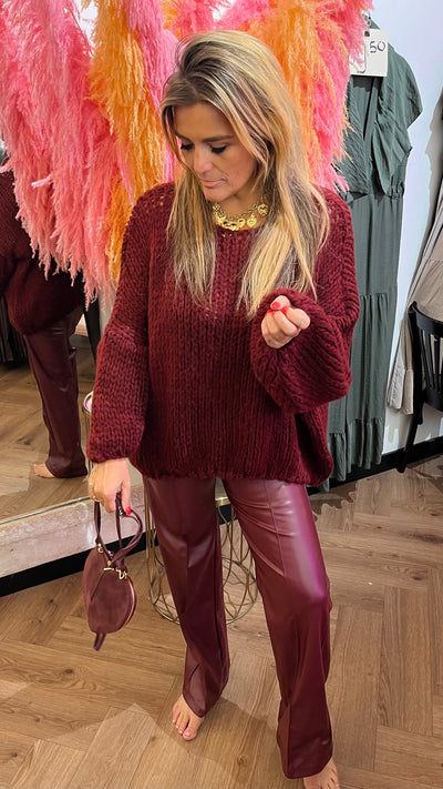 PMU LEATHERLOOK PANTS BORDEAUX