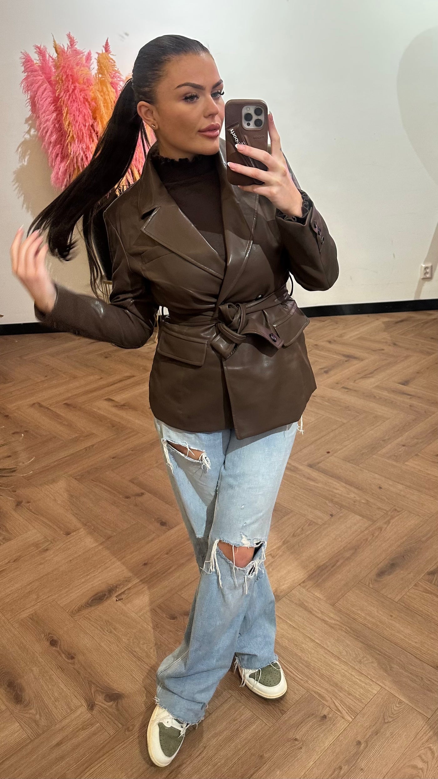 LEATHERLOOK BLAZER BROWN