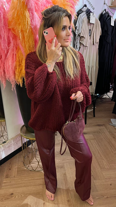 PMU LEATHERLOOK PANTS BORDEAUX