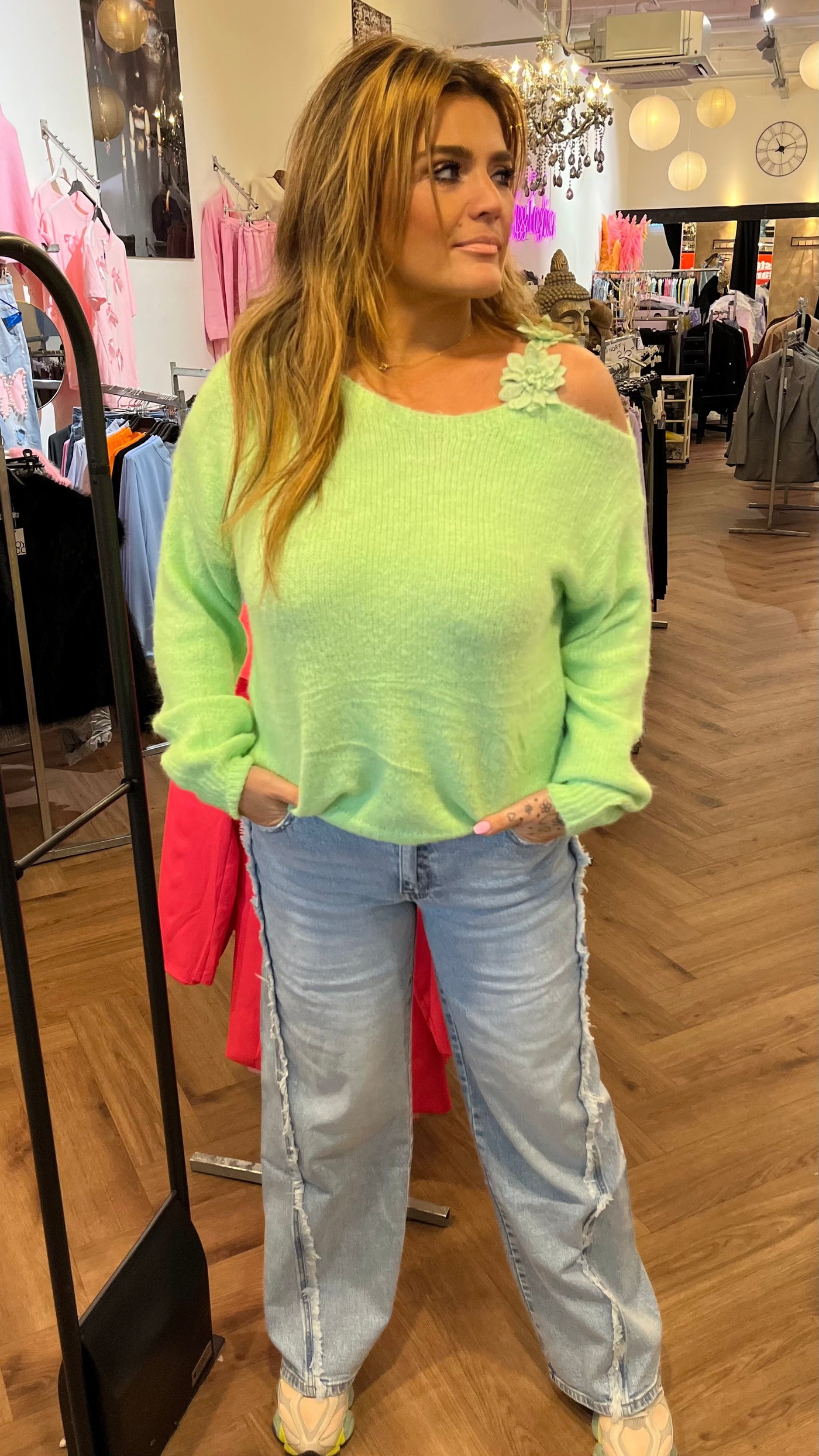 ROSALIE FLOWER SWEATER GREEN