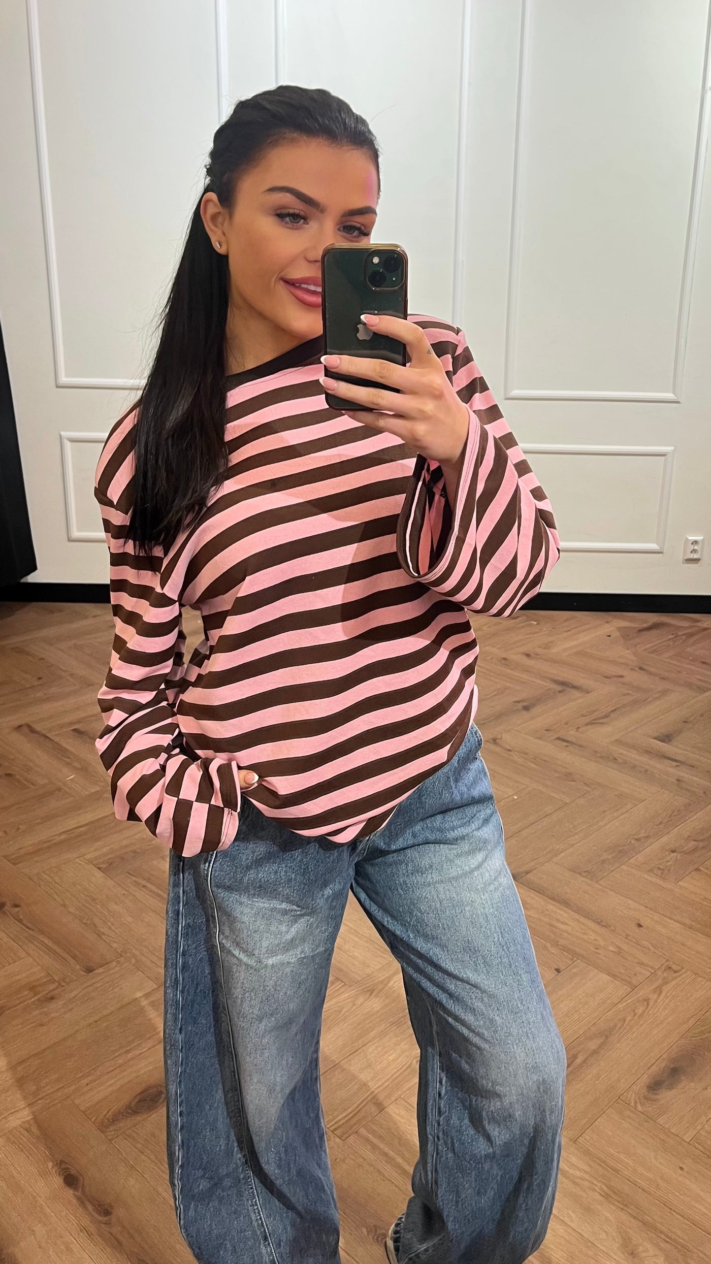 STRIPE LONG T PINK
