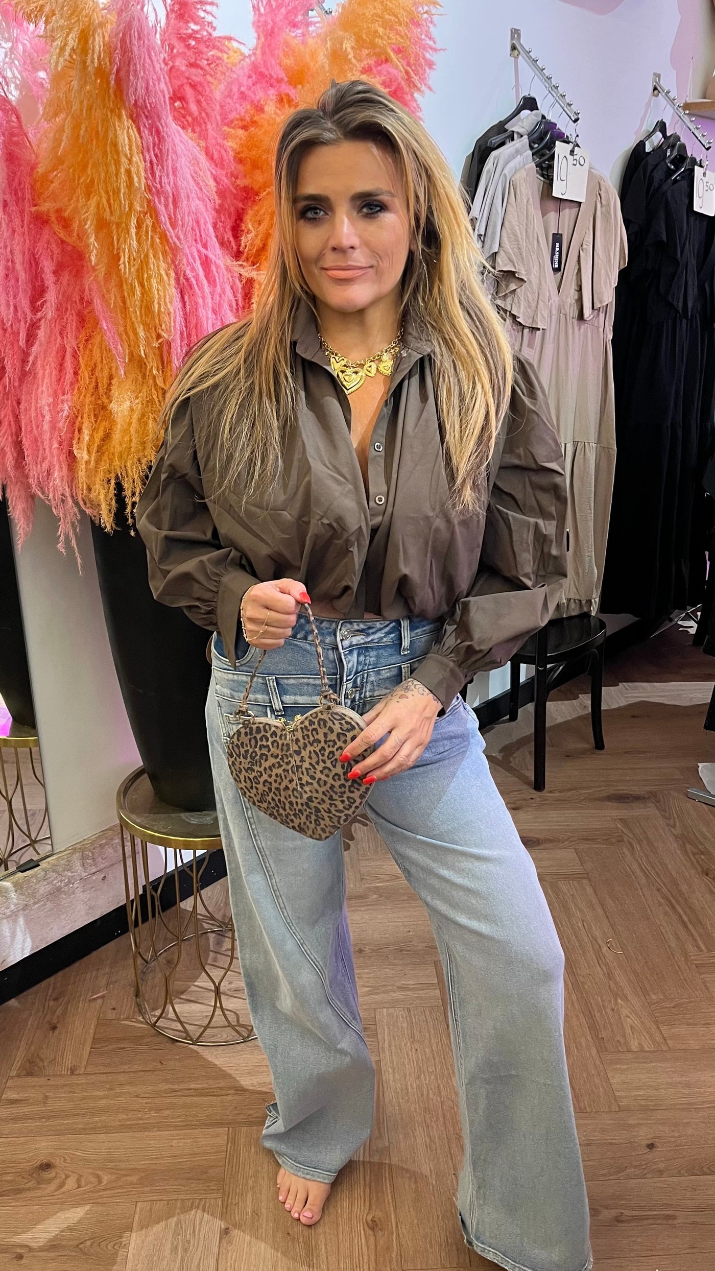 FRENKIE POF BLOUSE BROWN