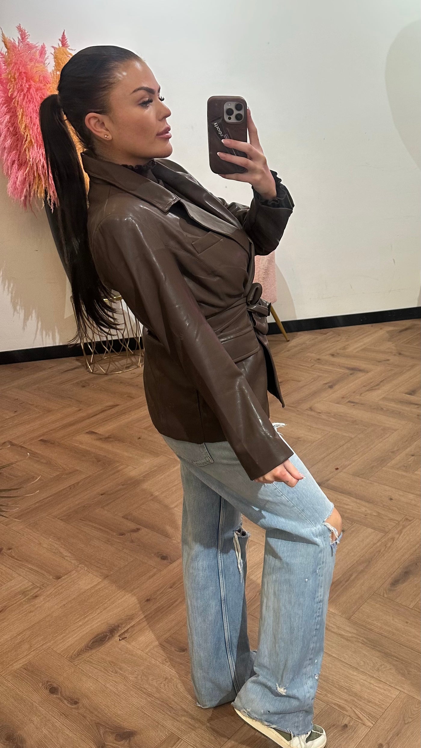 LEATHERLOOK BLAZER BROWN