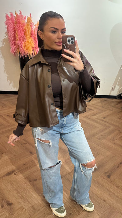 PMU LEATHER JACKET BROWN