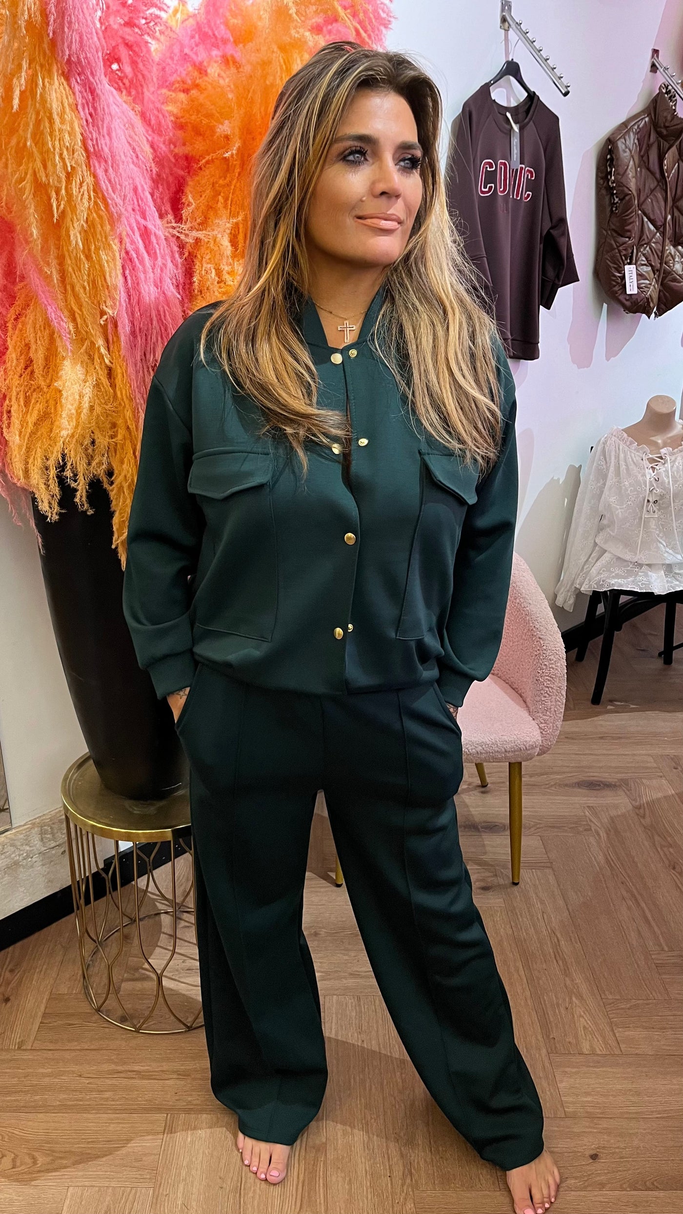ALIYAH JOGGINGSET JACKET BOTTLE GREEN