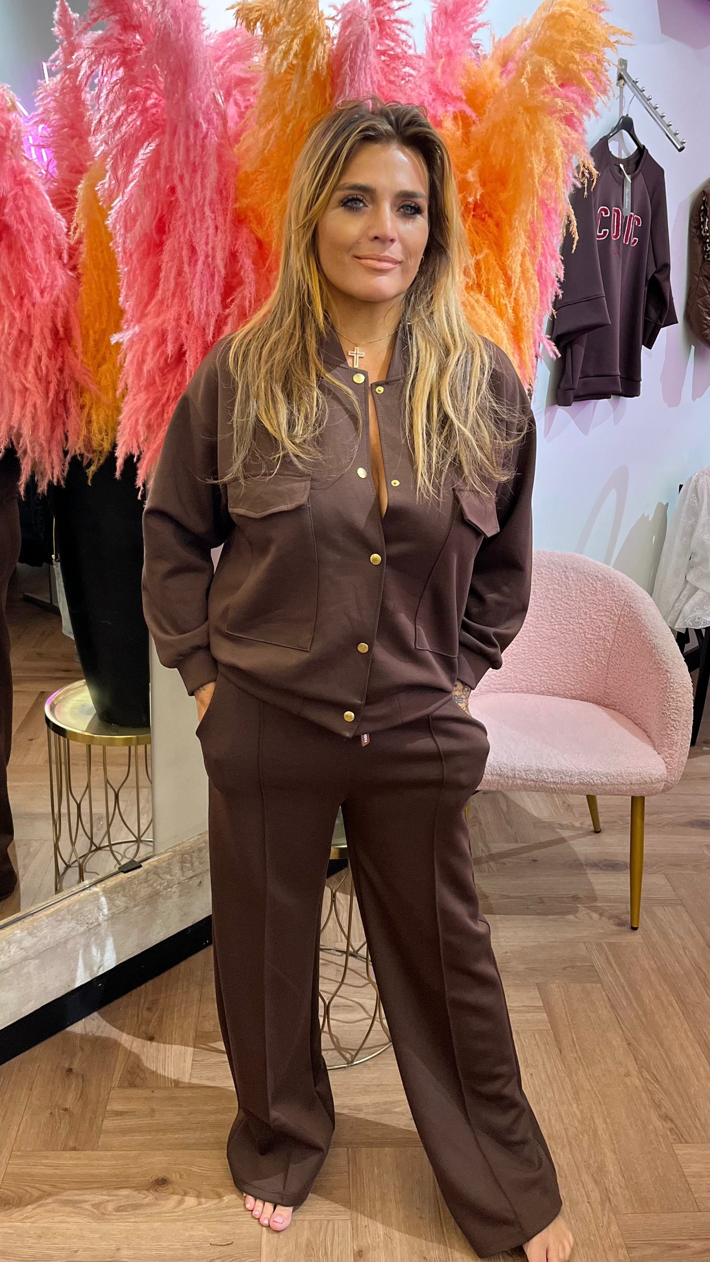ALIYAH JOGGINGSET JACKET BROWN