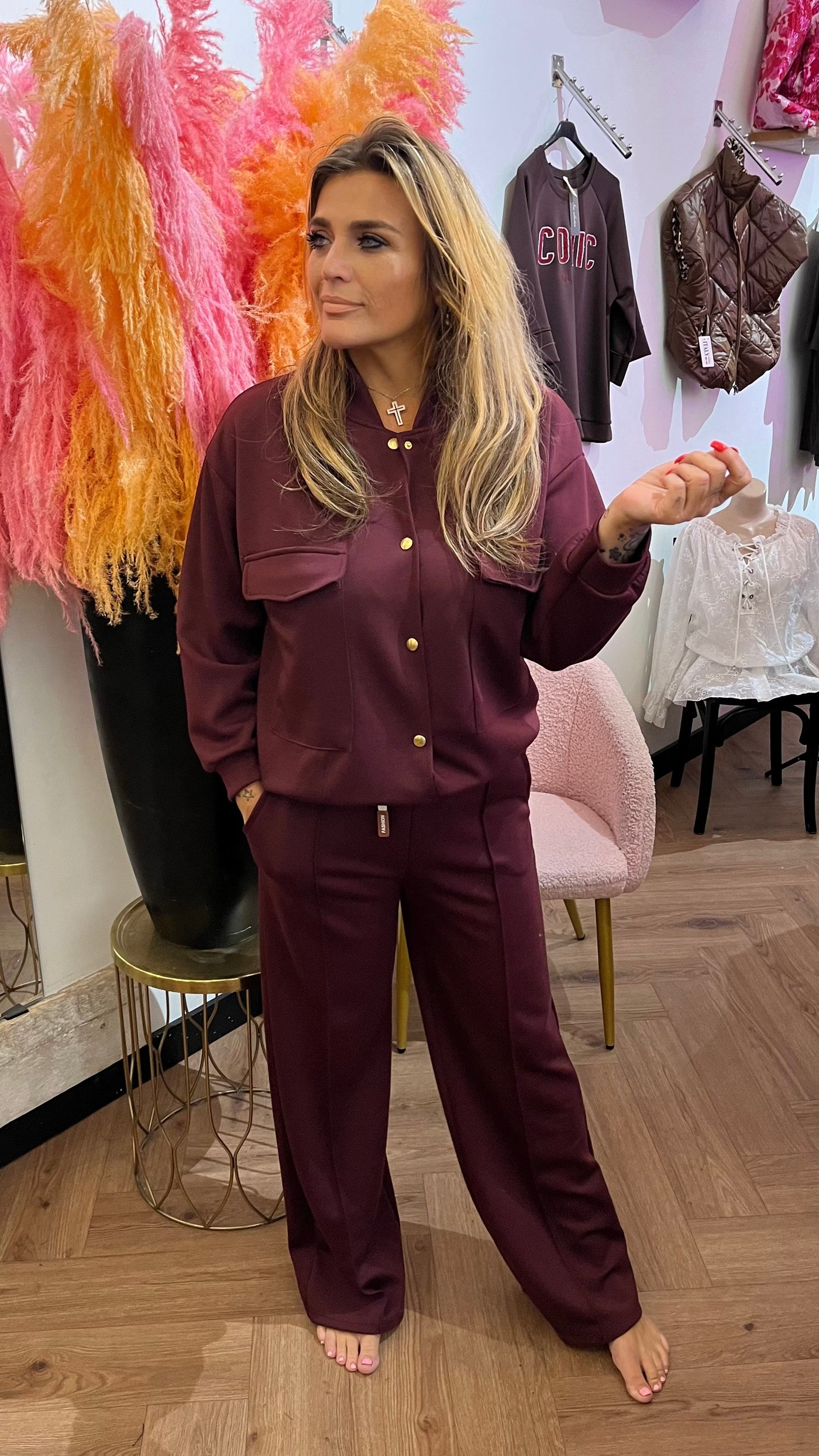 ALIYAH JOGGINGSET JACKET BORDEAUX