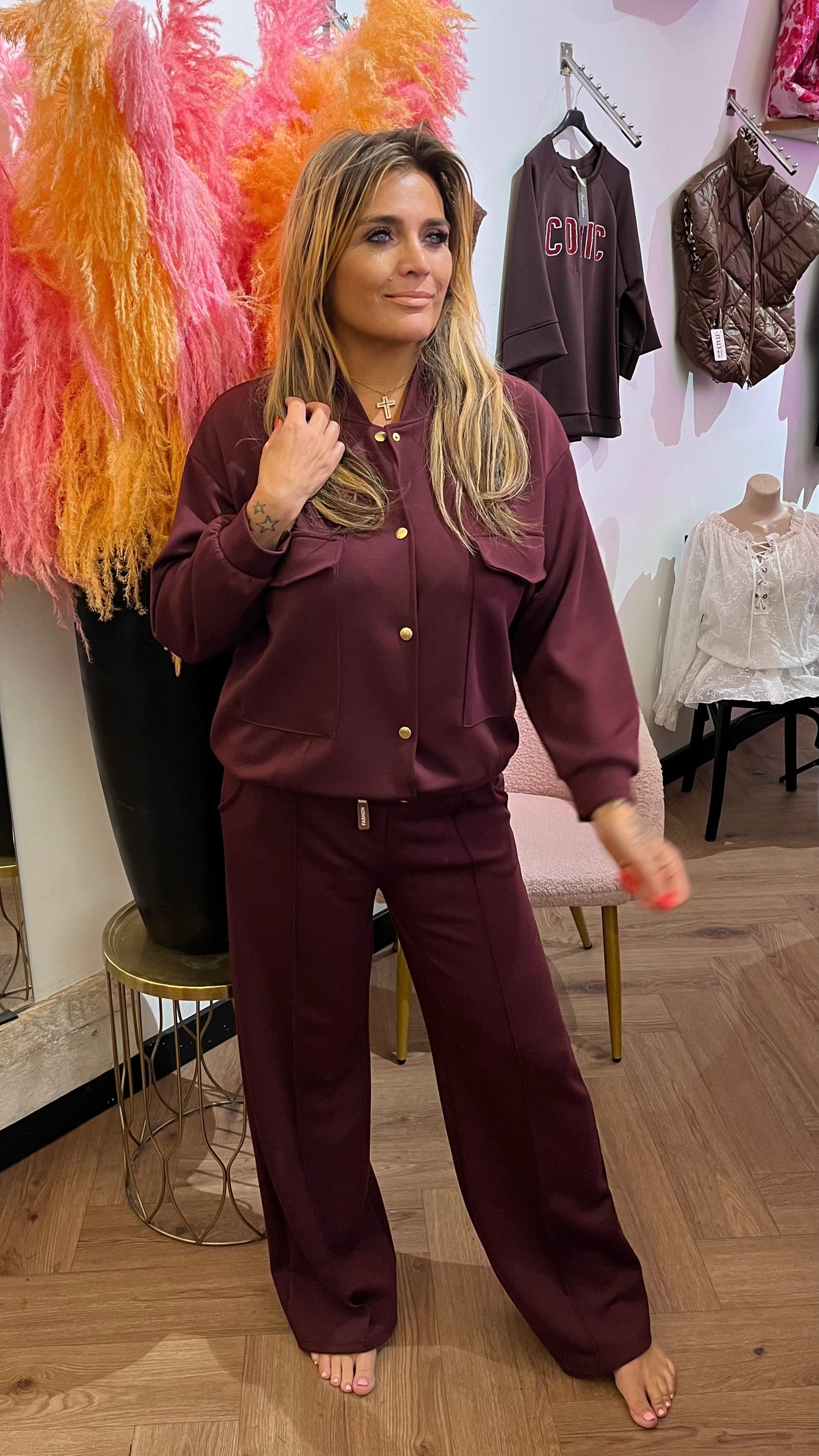 ALIYAH JOGGINGSET JACKET BORDEAUX